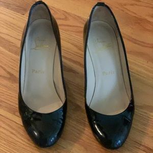 Christian Louboutin Black Patent Wedges 38